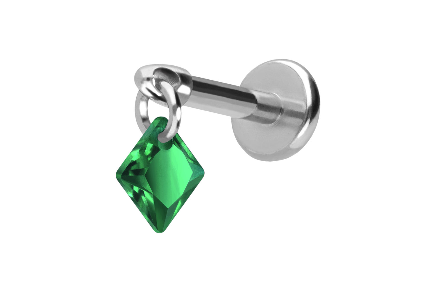 Titan Labret Piercing mit Push Fit KRISTALLQUADRAT